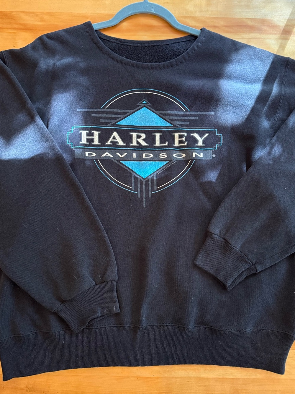 Harley-Davidson Women’s Black Crewneck Sweatshirt with Teal Logo